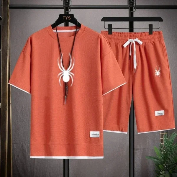 2024 Men's short-sleeved T-shirt + shorts, casual jogging suit, sports shirt, outdoor fashion, Spring/Summer - Image 5