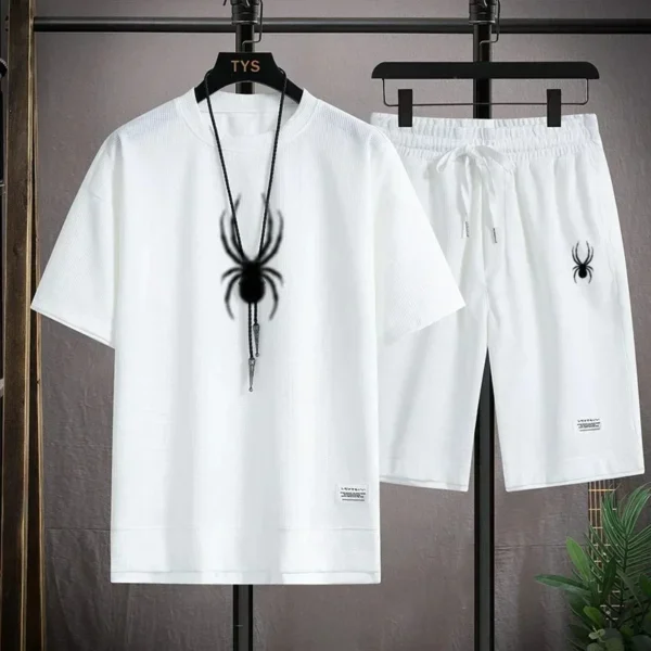2024 Men's short-sleeved T-shirt + shorts, casual jogging suit, sports shirt, outdoor fashion, Spring/Summer - Image 3