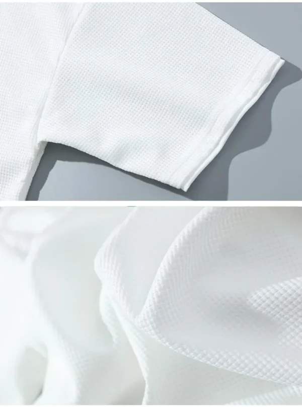 2024 Men's Waffle Suit, short-sleeved T-shirt and athletic shorts, casual wear, Running suit, two-piece suit, Summer - Image 5