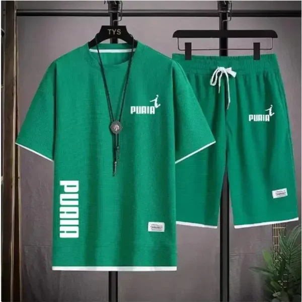2024 Men's tracksuit, short-sleeved T-shirt and athletic shorts, summer casual wear, men's running suit - Image 3
