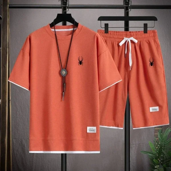 2024 Men's tracksuit, short-sleeved T-shirt and athletic shorts, summer casual wear, men's running suit - Image 3