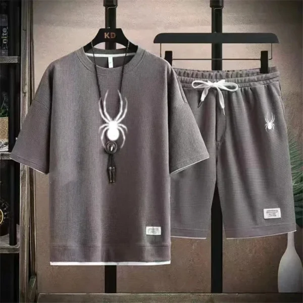 2024 Men's short-sleeved T-shirt + shorts, casual jogging suit, sports shirt, outdoor fashion, Spring/Summer - Image 4