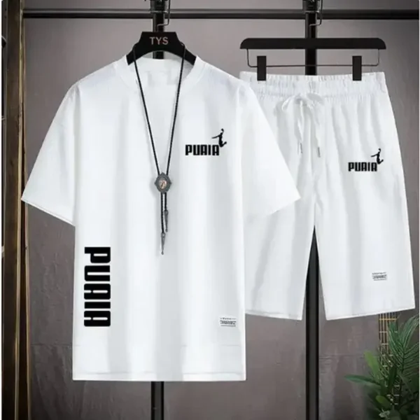 2024 Men's tracksuit, short-sleeved T-shirt and athletic shorts, summer casual wear, men's running suit - Image 2