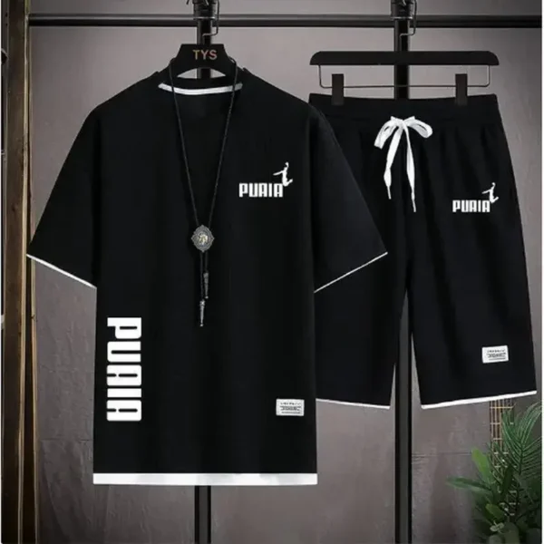 2024 Men's tracksuit, short-sleeved T-shirt and athletic shorts, summer casual wear, men's running suit