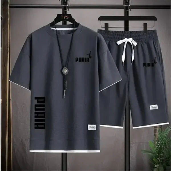 2024 Men's tracksuit, short-sleeved T-shirt and athletic shorts, summer casual wear, men's running suit - Image 6