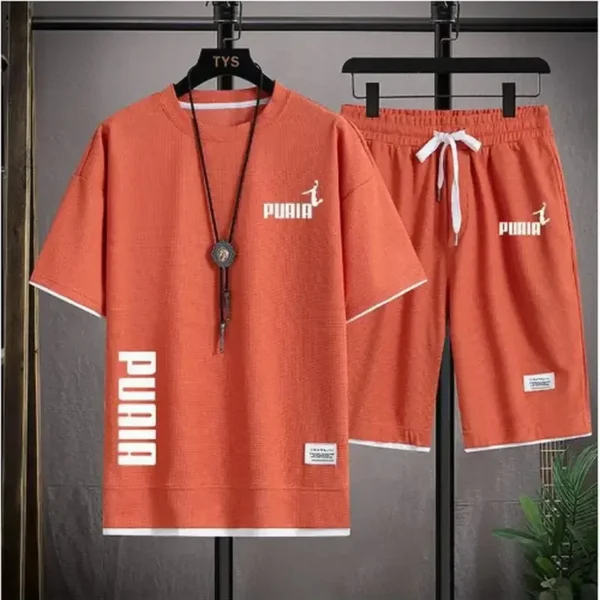 2024 Men's tracksuit, short-sleeved T-shirt and athletic shorts, summer casual wear, men's running suit - Image 4