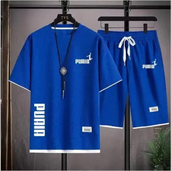 2024 Men's tracksuit, short-sleeved T-shirt and athletic shorts, summer casual wear, men's running suit - Image 5