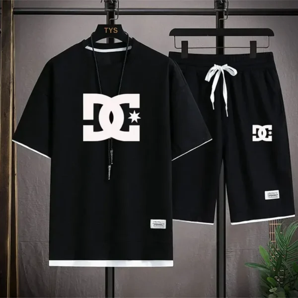 2024 Men's Waffle T-shirt and Shorts Set, sportswear, Korean Fashion, Summer wear, Casual jogging, suit set, 2 pieces - Image 4
