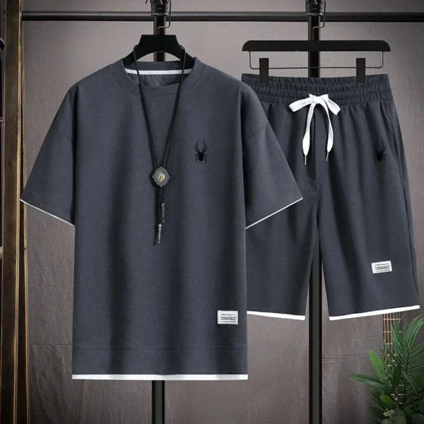 2024 Men's tracksuit, short-sleeved T-shirt and athletic shorts, summer casual wear, men's running suit - Image 4